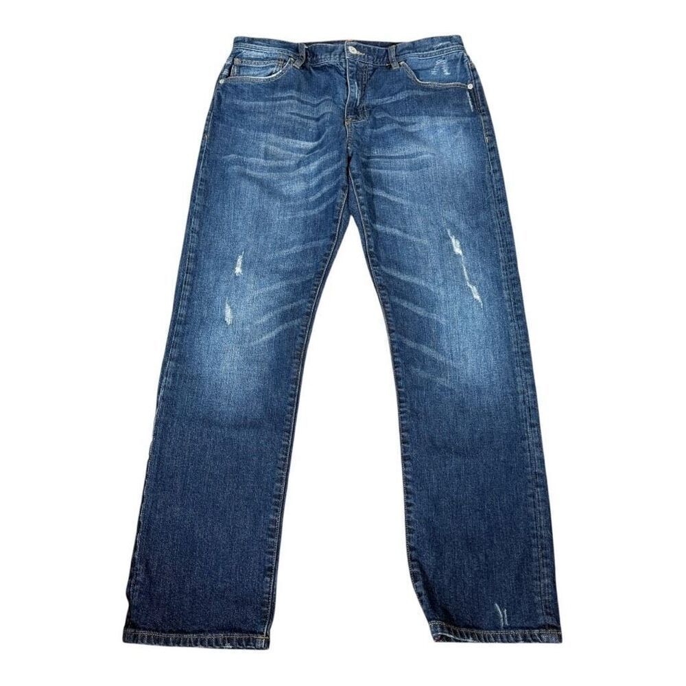 Armani Exchange J16 Mens Medium Wash Distressed Straight Leg Jean Size 36